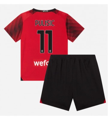 AC Milan Christian Pulisic #11 Hemmakläder Barn 2023-24 Kortärmad (+ Korta byxor)